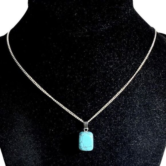 ASW Turquoise & Sterling 925 Silver Necklace - Picture 9 of 10